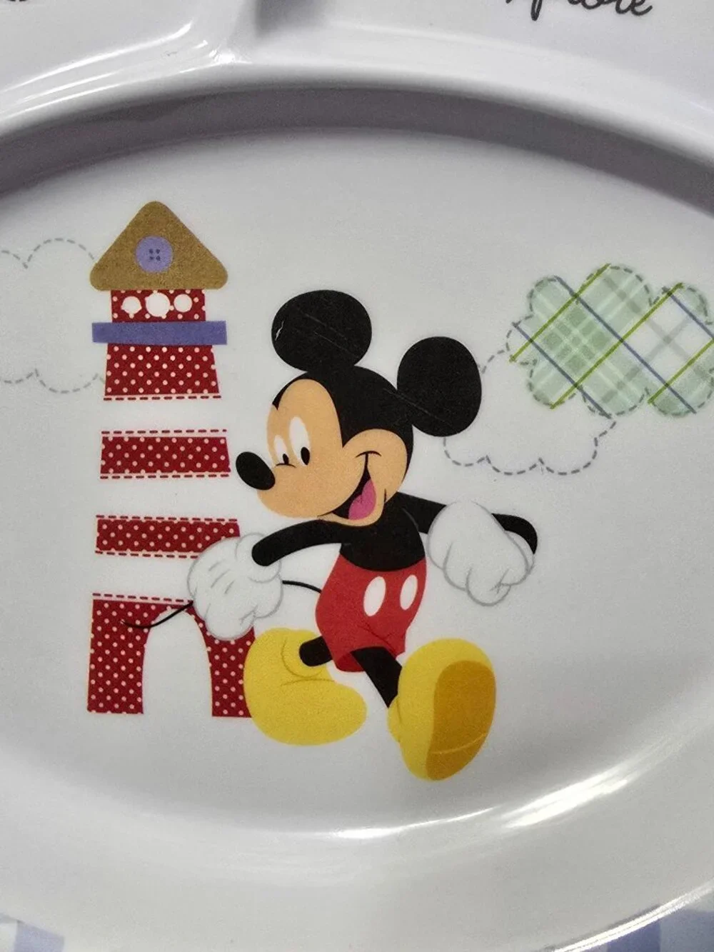 Disney Mickey Mouse Divided Plate Melamine Baby Boat Turtle Lighthouse Beach Y2K